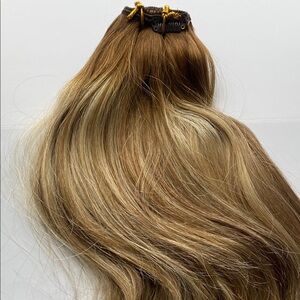 Ve Sunny Clip in Extensions Balayage Ombre Human Hair 20 Inch 7pcs 120g #3/8/22